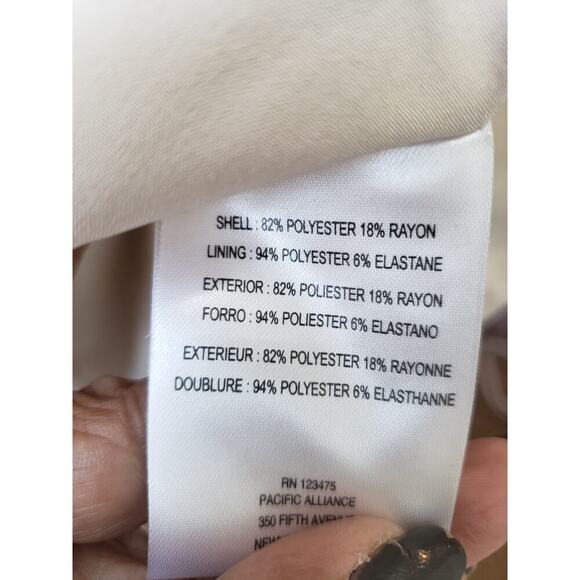 Tahari Arthur S. Levine Skirt Suit Set Womens 22W Beige Fringe Trim Notch Lapel - Picture 8 of 16